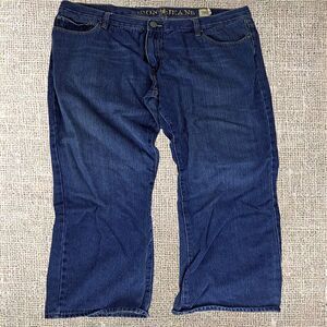 Iron Jeans Vintage USA Dark Denim Straight Leg 38x32 Pockets Zip Logo Button